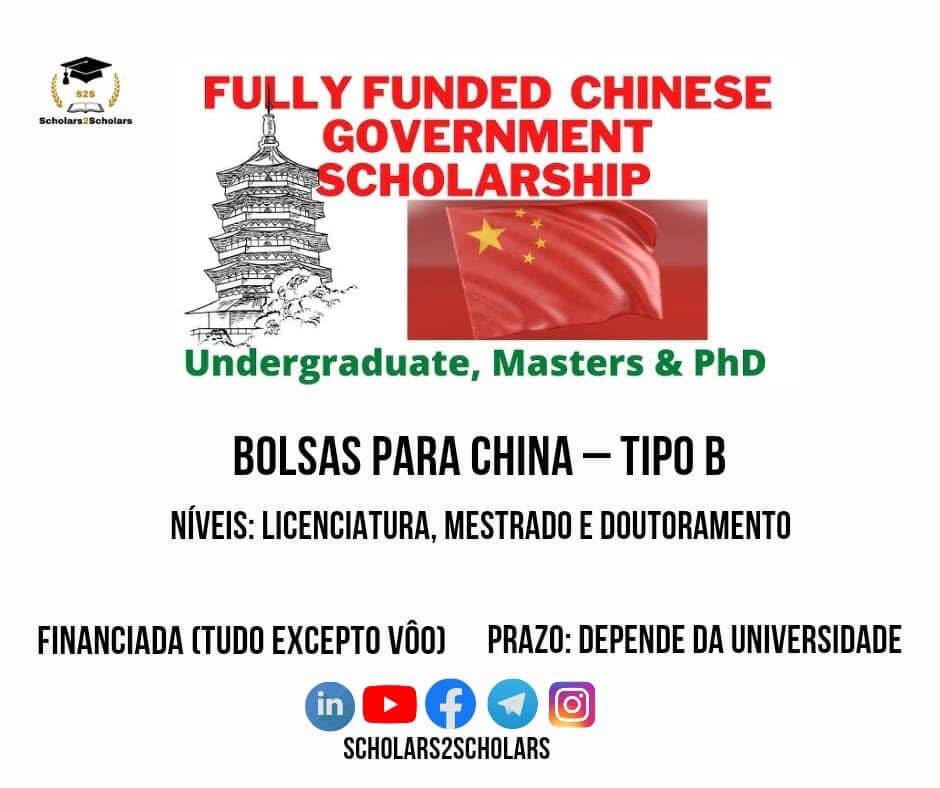 BOLSAS DE ESTUDOS DO GOVERNO CHINÊS – TIPO B