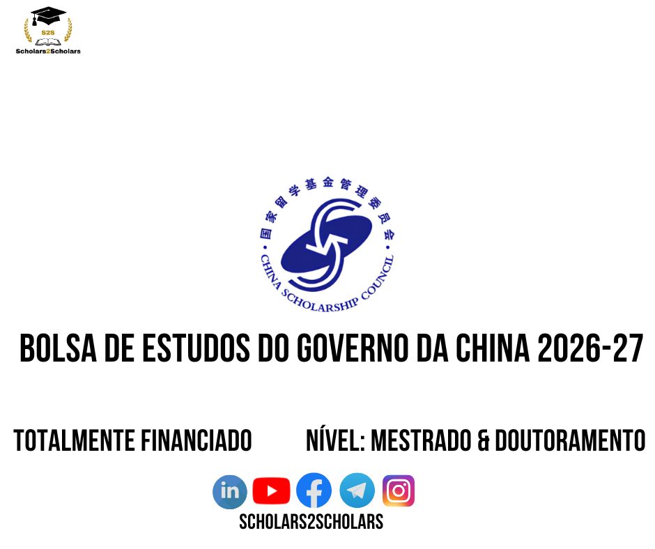 💫🎓 BOLSA DE ESTUDO DO GOVERNO DA CHINA 2026-2027