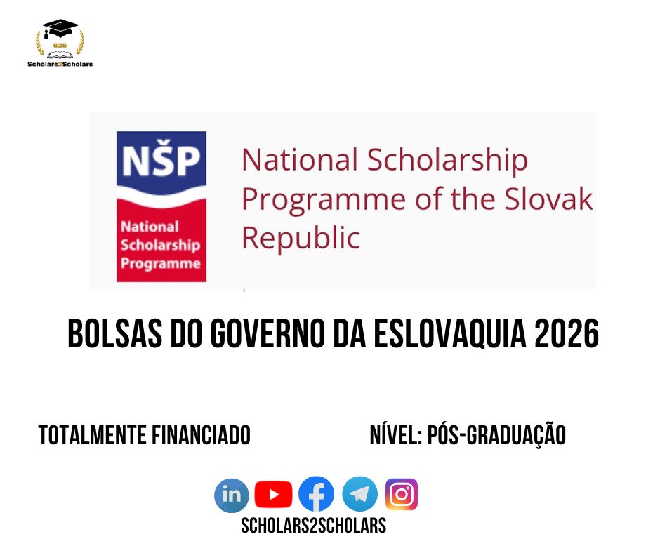 💫🎓 BOLSA DE ESTUDOS DO GOVERNO DA REPÚBLICA ESLOVACA 2026