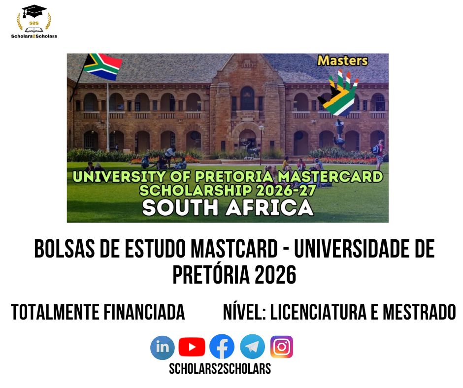 💫🎓 BOLSA DE ESTUDOS DA FUNDAÇÃO MASTERCARD – UNIVERSIDADE DE PRETÓRIA 2026