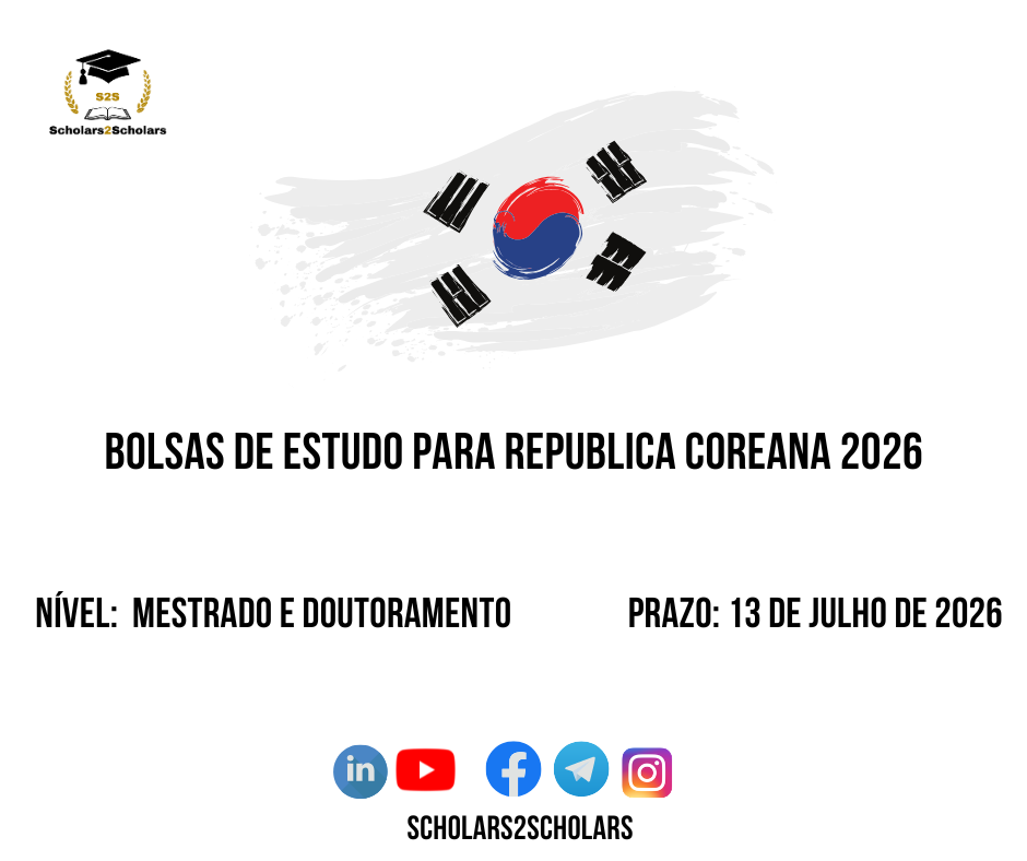 💫🎓 BOLSAS DE ESTUDO PARA MESTRADO E DOUTORAMENTO NA COREIA 2026 🇰🇷