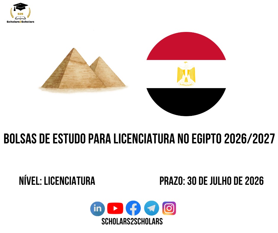 💫🎓 BOLSA DE ESTUDO DO GOVERNO DO EGIPTO 2026/2027