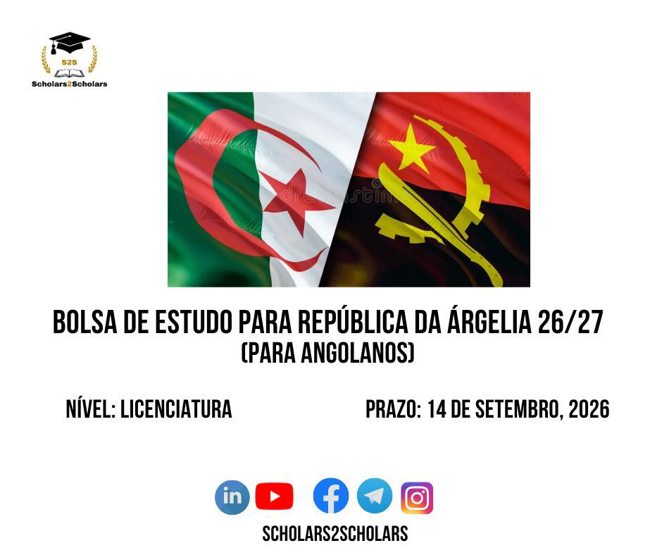 💫🎓 BOLSA DE ESTUDO PARA ARGÉLIA 2026/2027 (PARA ANGOLANOS)