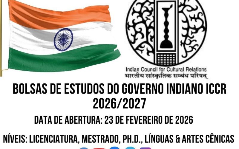 💫🎓 BOLSA DE ESTUDO DO GOVERNO DA ÍNDIA – ICCR 2026-27