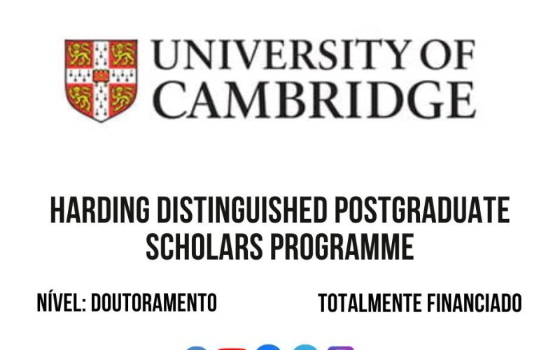 🎓 Bolsa Harding Distinguished Postgraduate Scholars Programme – Universidade de Cambridge