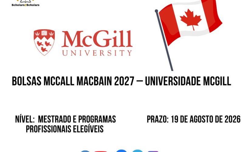 💫🎓 BOLSAS McCALL MacBAIN 2027 – UNIVERSIDADE McGILL 🇨🇦