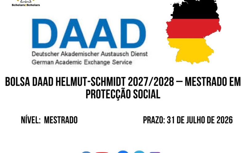 💫🎓 BOLSA DAAD HELMUT-SCHMIDT 2027/2028 – MESTRADO EM PROTECÇÃO SOCIAL 🇩🇪