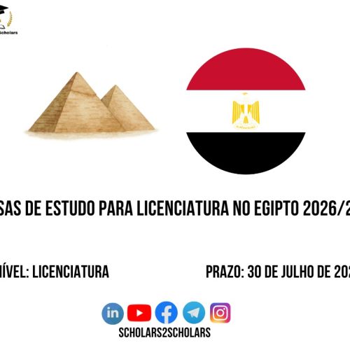 💫🎓 BOLSA DE ESTUDO DO GOVERNO DO EGIPTO 2026/2027