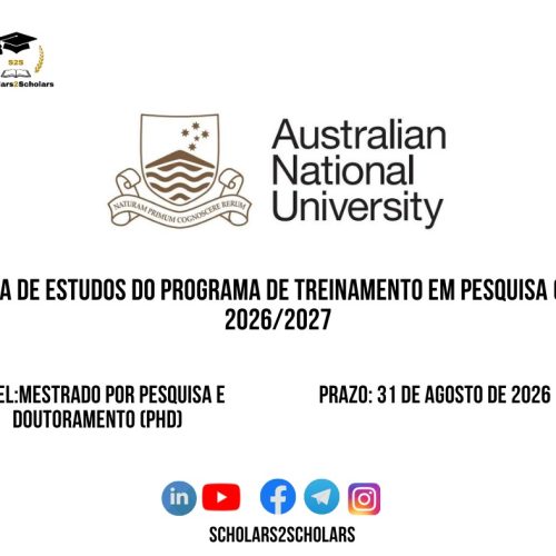 💫🎓 BOLSA DE ESTUDOS DO PROGRAMA DE TREINAMENTO EM PESQUISA (RTP) 2026/2027